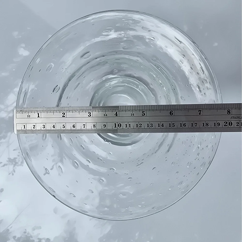 Hand Blown Clear Controlled Bubble Glass Pedestal Bowl Flared Centerpiece MCM